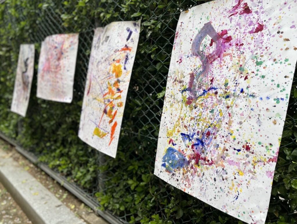kid's action painting display