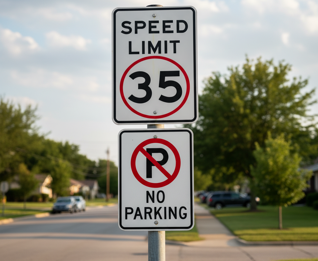 속도 35 교통표지판